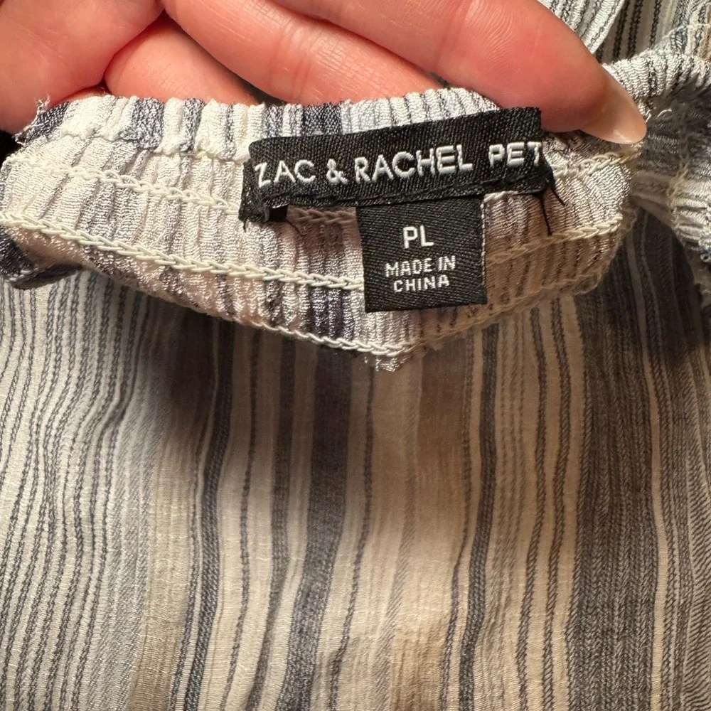 Women’s Petite Blue Stripe Quarter Sleeve Off the Shoulder Top - Picture 5 of 6